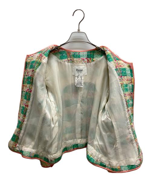 Rene（ルネ）Rene (ルネ) ノーカラーファンシーツイードジャケット グリーン サイズ:SIZE9の古着・服飾アイテム