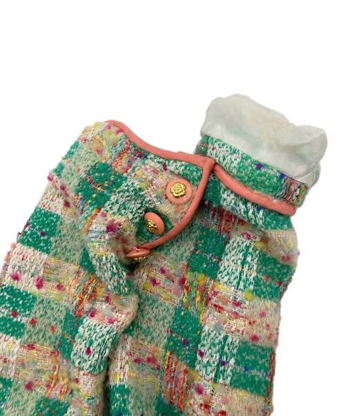 Rene（ルネ）Rene (ルネ) ノーカラーファンシーツイードジャケット グリーン サイズ:SIZE9の古着・服飾アイテム