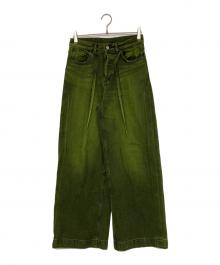 SUBLATIONS（サブレーションズ）の古着「WIDE SEAM DENIM BAGGY PANTS」｜グリーン