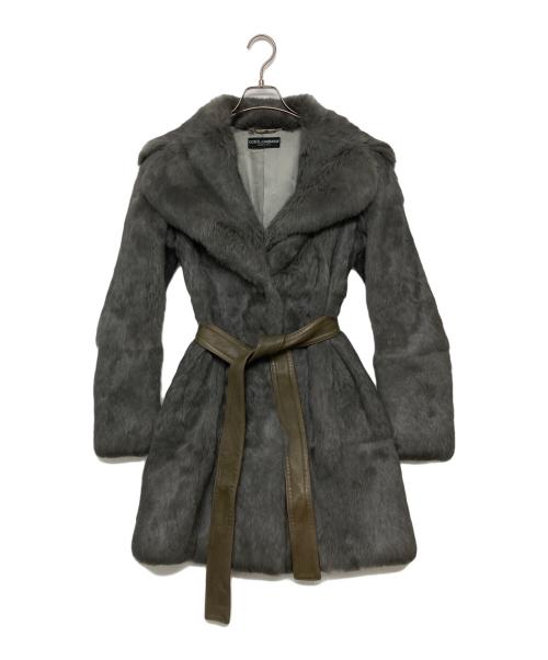 DOLCE & GABBANA（ドルチェ＆ガッバーナ）DOLCE & GABBANA (ドルチェ＆ガッバーナ) ラビットファーコート グレー サイズ:SIZE 38の古着・服飾アイテム