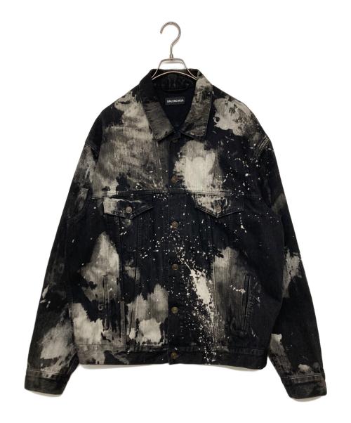 BALENCIAGA（バレンシアガ）BALENCIAGA (バレンシアガ) ペイント加工デニムジャケット ブラック サイズ:SIZE 46の古着・服飾アイテム