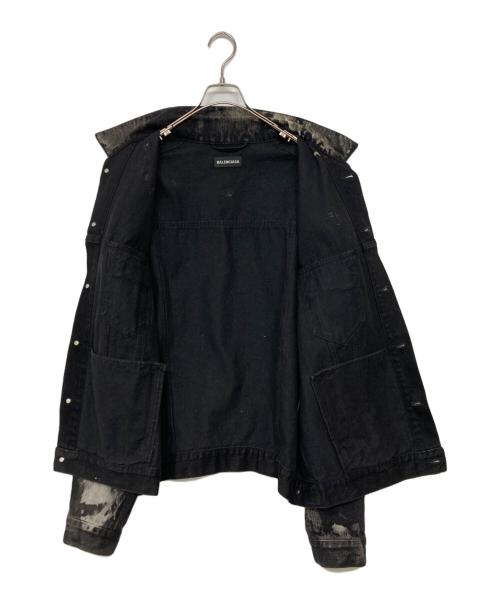 BALENCIAGA（バレンシアガ）BALENCIAGA (バレンシアガ) ペイント加工デニムジャケット ブラック サイズ:SIZE 46の古着・服飾アイテム