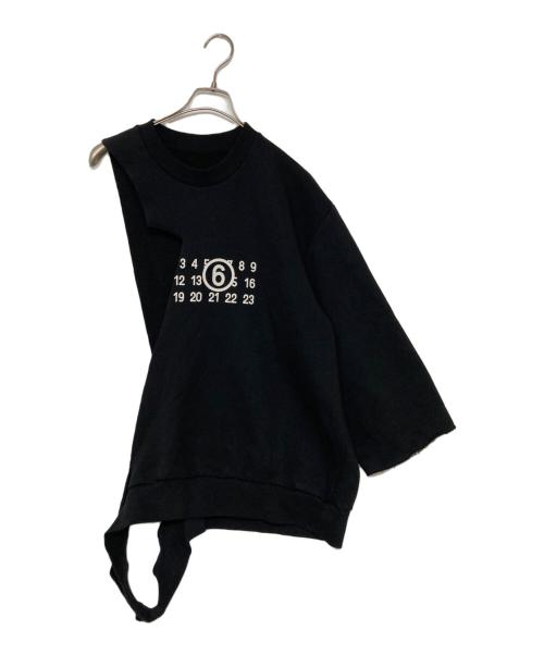 MM6 Maison Margiela（エムエムシックスメゾンマルジェラ）MM6 Maison Margiela (エムエムシックスメゾンマルジェラ) Numeric Print レイヤード スウェットシャツ グレー×ブラック サイズ:SIZE XXLの古着・服飾アイテム
