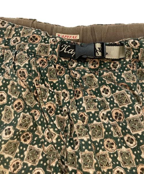 KAPITAL（キャピタル）KAPITAL (キャピタル) 総柄リネンショートパンツ ベージュ×グリーン サイズ:SIZE3の古着・服飾アイテム