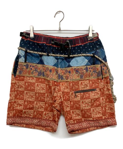 KAPITAL（キャピタル）KAPITAL (キャピタル) ECO BAKA CRAZY ROPE CARABINER SHORTS ブルー×レッド サイズ:SIZE3の古着・服飾アイテム