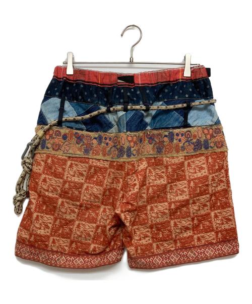 KAPITAL（キャピタル）KAPITAL (キャピタル) ECO BAKA CRAZY ROPE CARABINER SHORTS ブルー×レッド サイズ:SIZE3の古着・服飾アイテム