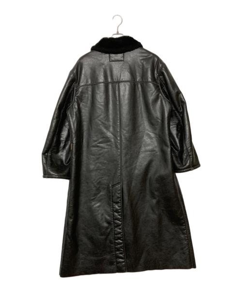 ARMANI JEANS（アルマーニジーンズ）ARMANI JEANS (アルマーニジーンズ) フェイクレザーロングコート ブラック サイズ:SIZE 48の古着・服飾アイテム