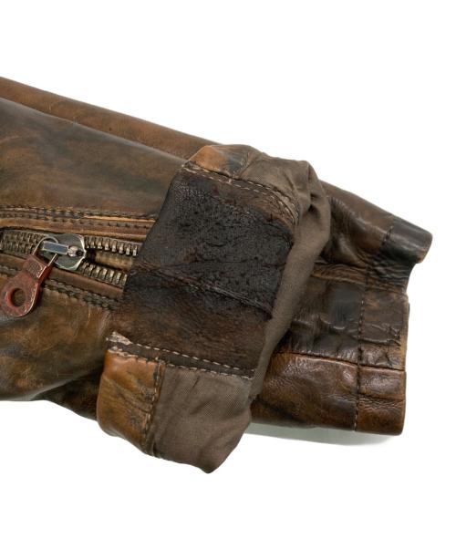 DIESEL（ディーゼル）DIESEL (ディーゼル) ダブルライダースジャケット ブラウン サイズ:SIZE Sの古着・服飾アイテム