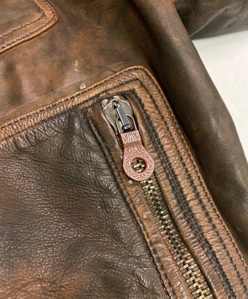 DIESEL（ディーゼル）DIESEL (ディーゼル) ダブルライダースジャケット ブラウン サイズ:SIZE Sの古着・服飾アイテム