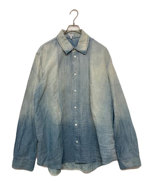 LOEWE（ロエベ）LOEWE (ロエベ) リネン アナグラム プリーツシャツ インディゴ サイズ:44の古着・服飾アイテム
