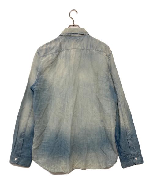 LOEWE（ロエベ）LOEWE (ロエベ) リネン アナグラム プリーツシャツ インディゴ サイズ:44の古着・服飾アイテム