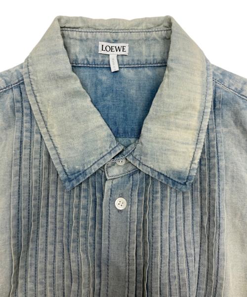 LOEWE（ロエベ）LOEWE (ロエベ) リネン アナグラム プリーツシャツ インディゴ サイズ:44の古着・服飾アイテム