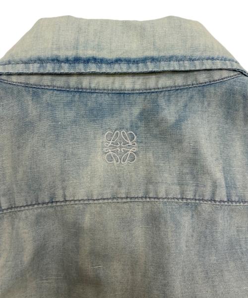 LOEWE（ロエベ）LOEWE (ロエベ) リネン アナグラム プリーツシャツ インディゴ サイズ:44の古着・服飾アイテム