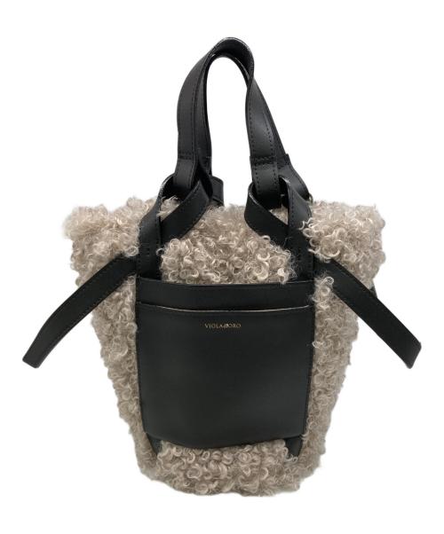 VIOLAd'ORO（ヴィオラドーロ）VIOLAd'ORO (ヴィオラドーロ) ボアハンドバッグ ブラック×ベージュ サイズ:実寸サイズをご参照下さい。の古着・服飾アイテム