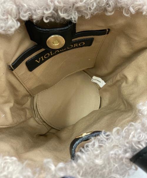 VIOLAd'ORO（ヴィオラドーロ）VIOLAd'ORO (ヴィオラドーロ) ボアハンドバッグ ブラック×ベージュ サイズ:実寸サイズをご参照下さい。の古着・服飾アイテム