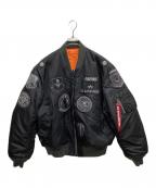 ALPHAアルファ）の古着「フルパッチMA-1ジャケット」｜ブラック