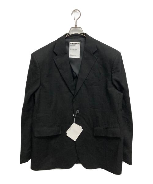 SOFTHYPHEN（ソフトハイフン）SOFTHYPHEN (ソフトハイフン) SQUARE SHOULDER LINEN JACKET ブラック サイズ:size 03 未使用品の古着・服飾アイテム
