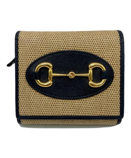 GUCCI（グッチ）GUCCI (グッチ) ホースビット 2つ折り財布 ベージュの古着・服飾アイテム