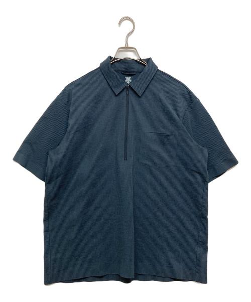 DESCENTE PAUSE（デサントポーズ）DESCENTE PAUSE (デサントポーズ) SEERSUCKER HALF ZIP SHIT ネイビー サイズ:SIZE Lの古着・服飾アイテム