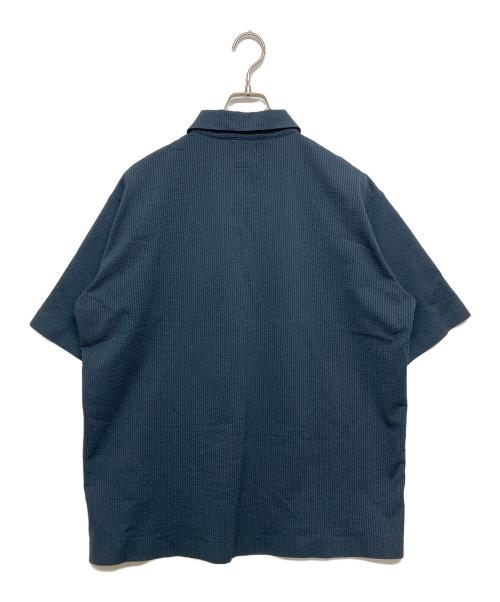 DESCENTE PAUSE（デサントポーズ）DESCENTE PAUSE (デサントポーズ) SEERSUCKER HALF ZIP SHIT ネイビー サイズ:SIZE Lの古着・服飾アイテム