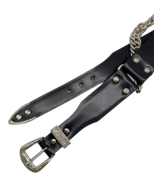 TOGA ARCHIVES（トーガアーカイブス）TOGA ARCHIVES (トーガアーカイブス) LEATHER NYLON BELT WITH CHAIN ブラックの古着・服飾アイテム