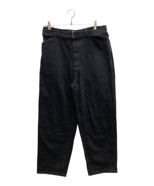 COMOLI（コモリ）COMOLI (コモリ) ブラックデニム ベルテッドパンツ ブラック サイズ:3の古着・服飾アイテム