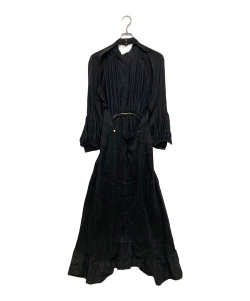 PHOTOCOPIEU（フォトコピュー）PHOTOCOPIEU (フォトコピュー) シルク混半袖ワンピース ブラック サイズ:SIZE 36の古着・服飾アイテム