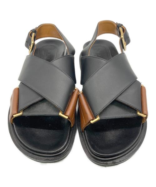 MARNI（マルニ）MARNI (マルニ) レザー クリスクロスサンダル ブラック サイズ:実寸サイズをご参照下さい。の古着・服飾アイテム