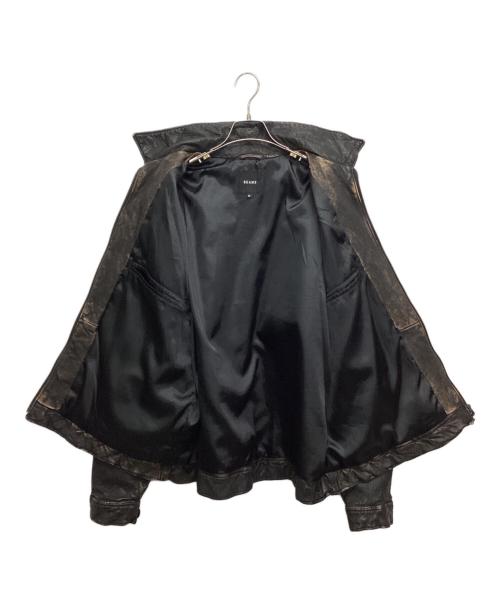 BEAMS（ビームス）BEAMS (ビームス) ワイドフィット ユーズド加工 レザージップブルゾン ブラック サイズ:SIZE XLの古着・服飾アイテム