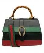 GUCCIグッチ）の古着「Dionysus Bamboo Top Handle Bag/ディオニュソス バンブー ハンドバッグ」｜ブラック×グリーン