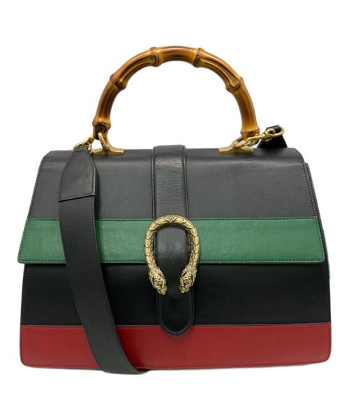 GUCCI（グッチ）GUCCI (グッチ) Dionysus Bamboo Top Handle Bag/ディオニュソス バンブー ハンドバッグ ブラック×グリーンの古着・服飾アイテム