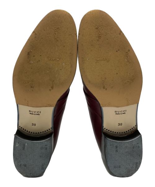 GUCCI（グッチ）GUCCI (グッチ) メダリオン レザー ベルト ショート ヒール ブーツ ボルドー サイズ:SIZE 38の古着・服飾アイテム