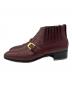 GUCCI (グッチ) メダリオン レザー ベルト ショート ヒール ブーツ ボルドー サイズ:SIZE 38：18000円