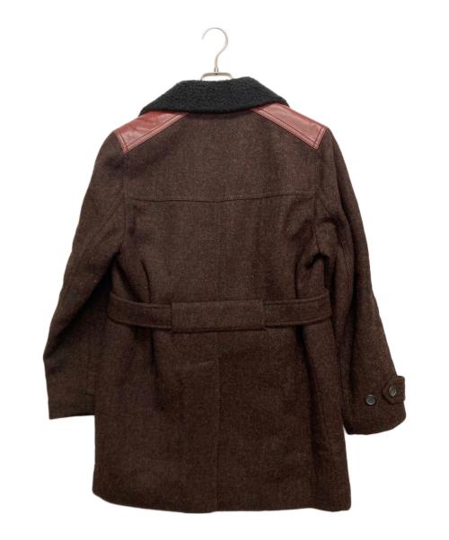 PRADA（プラダ）PRADA (プラダ) レザー切替ツイードコート ブラウン サイズ:SIZE 46の古着・服飾アイテム