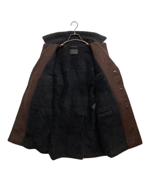 PRADA（プラダ）PRADA (プラダ) レザー切替ツイードコート ブラウン サイズ:SIZE 46の古着・服飾アイテム