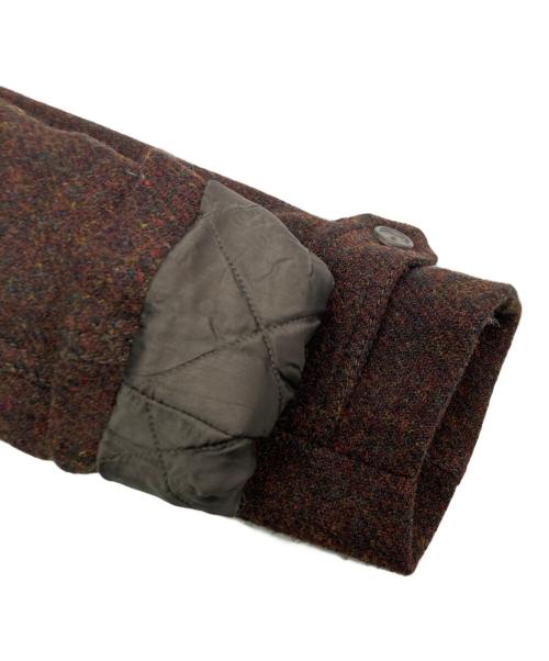 PRADA（プラダ）PRADA (プラダ) レザー切替ツイードコート ブラウン サイズ:SIZE 46の古着・服飾アイテム