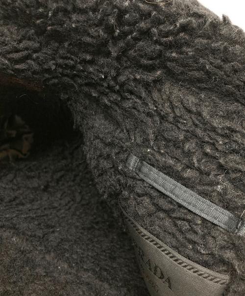 PRADA（プラダ）PRADA (プラダ) レザー切替ツイードコート ブラウン サイズ:SIZE 46の古着・服飾アイテム