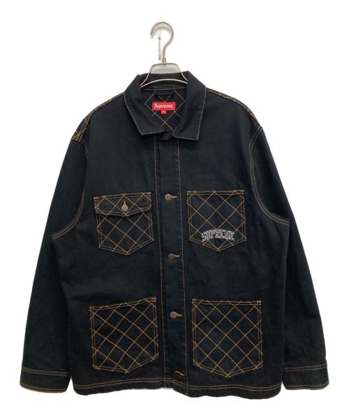 SUPREME（シュプリーム）Supreme (シュプリーム) Diamond Stitch Denim Chore Coat ブラック サイズ:SIZE Mの古着・服飾アイテム