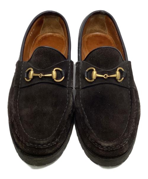 GUCCI（グッチ）GUCCI (グッチ) ホースビット スエードローファー ブラック サイズ:SIZE 6　2/1の古着・服飾アイテム