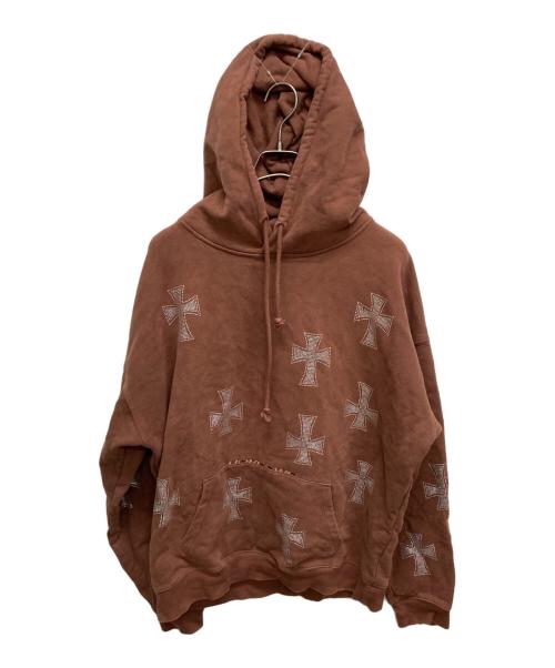 unknown（アンノーン）unknown (アンノウン) クロスラインストーンパーカー ブラウン サイズ:SIZE XLの古着・服飾アイテム