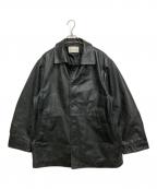 MAISON SPECIALメゾンスペシャル）の古着「Buffalo Crack Leather Dress-Over Car Coat/バッファローレザードレスオーバーカーコート」｜ブラック