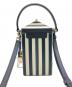 Kate Spade (ケイトスペード) サンキス スムースレザー ストライプ プリント 3D テント サングラス ショルダーバッグ ホワイト×ベージュ：15000円