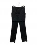 JOHN LAWRENCE SULLIVANジョン ローレンス サリバン）の古着「WOOL GABARDINE LAYERED TROUSERS」｜ブラック