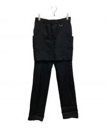 JOHN LAWRENCE SULLIVAN（ジョン ローレンス サリバン）の古着「WOOL GABARDINE LAYERED TROUSERS」｜ブラック