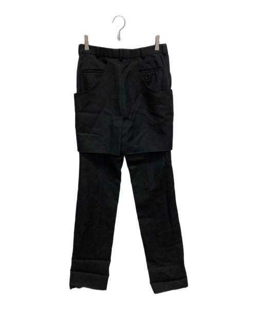 JOHN LAWRENCE SULLIVAN（ジョン ローレンス サリバン）JOHN LAWRENCE SULLIVAN (ジョン ローレンス サリバン) WOOL GABARDINE LAYERED TROUSERS ブラック サイズ:SIZE 44の古着・服飾アイテム