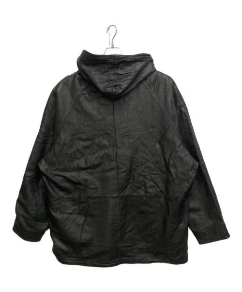 Eddie Bauer（エディーバウアー）Eddie Bauer (エディーバウアー) ラムレザーフーデッドジャケット ブラック サイズ:SIZE XXL TALLの古着・服飾アイテム