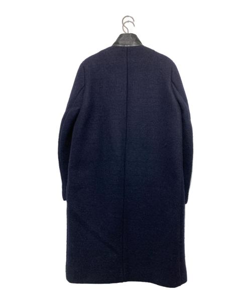 Sandro（サンドロ）Sandro (サンドロ) カウレザー切替ウールコート ネイビー×ブラック サイズ:SIZE 36の古着・服飾アイテム