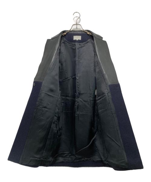 Sandro（サンドロ）Sandro (サンドロ) カウレザー切替ウールコート ネイビー×ブラック サイズ:SIZE 36の古着・服飾アイテム
