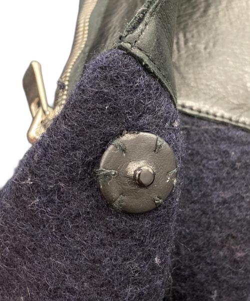 Sandro（サンドロ）Sandro (サンドロ) カウレザー切替ウールコート ネイビー×ブラック サイズ:SIZE 36の古着・服飾アイテム