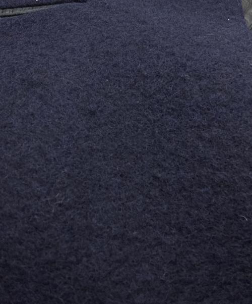 Sandro（サンドロ）Sandro (サンドロ) カウレザー切替ウールコート ネイビー×ブラック サイズ:SIZE 36の古着・服飾アイテム